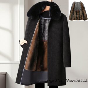 13万 国内未販売*ダウンジャケット メンズ 超希少 厚手 ビジネスコート 高級 ロングコート WOOL ウールコート 紳士スーツ ブラック 2XL