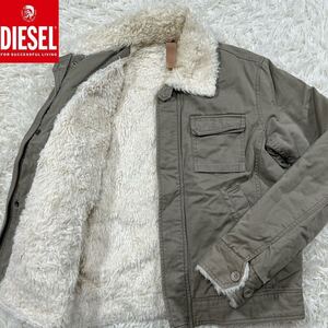 【極暖の安心感】真冬の最高傑作 DIESEL ディーゼル フライトジャケットXL相当 カーキ DIESELパッチ 内ボア【抜群の保温性】ジップジャガー