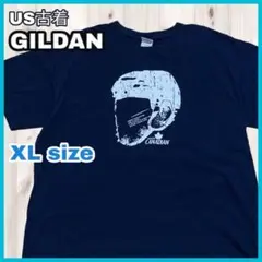 【US古着】ギルダン プリント 半袖 Tシャツ ネイビー ビッグサイズ コットン