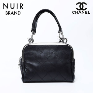 シャネル CHANEL ハンドバッグ 10番台 シルバー金具 ラムスキン ブラック