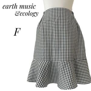 earth music& ecology レディース　膝丈スカート　チェック柄　グレー