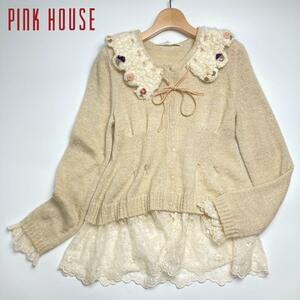 PINK HOUSE ピンクハウス 襟付き　カーディガン　ニットカットソー