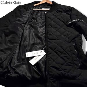 新品タグ付き/XLサイズ●カルバンクライン フライトジャケット ボンバー MA-1ブルゾン Calvin Klein 中綿 キルティング ロゴチャーム 黒