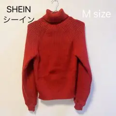 SHEIN   シーイン　タートルネック　ニットセーター　Mサイズ　赤　女子