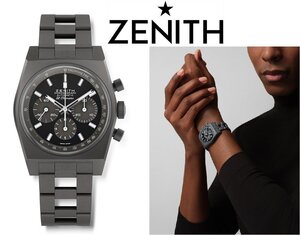 124万新品国内正規◆ZENITH ゼニス◆ルパン三世◆クロノマスター リバイバルシャドウ チタンベルト マットグレー×ブラック盤 腕時計 1円