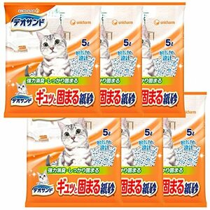 【まとめ買い】デオサンド 猫用 サンド ギュッと固まる 紙砂 30L(5L×6) おしっこ ペット用品 ユニチャーム