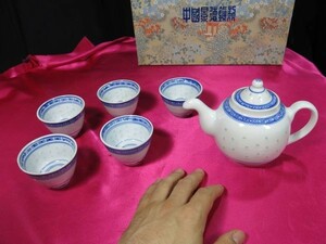 A　蛍急須茶碗セット 中国　景徳鎮製　磁器　焼き物