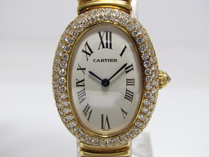 本物保証 Cartier カルティエ ベニュワール 1954 ベゼルダイヤ 18K 750 金無垢 レディース クオーツ 腕時計 稼働品 KL21-5901[VOX]