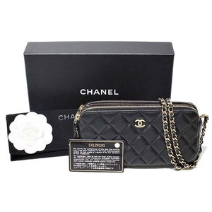 シャネル CHANEL マトラッセ Wファスナー チェーン ウォレット 長財布 ショルダーバッグ ブラック 黒 女性 レディース ブランド