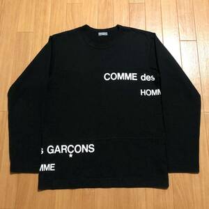 コムデギャルソン オム ずらしロゴ ロゴプリント スプリット カットソー ロンT 切替パッチワーク 再構築 comme des garcons archive ad2001