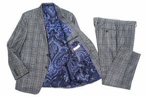 15AW 極美品 ETRO エトロ SARTORIA UOMO DAL 1968 ペイズリー柄裏地 オーバーチェック スーツ セットアップ ウール メンズ 50