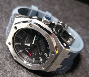 銀灰 GA2100 GA2110 GAB2100 GA-2100 カシオーク ステンレス メタルバンド カスタム 金属 ケース GSHOCK Gショック G-SHOCK ジーショック