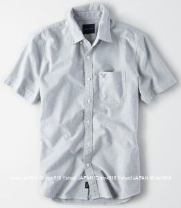 〓SALE!! アメリカンイーグル/US M/AEO オックスフォード半袖シャツ/Smoke Gray