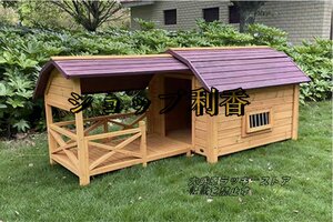 特売！犬小屋 犬舎 ドアと窓付きの犬用犬小屋 保温防寒 通気性 ペットハウス 中型犬用 屋外ハウス ケージ ドッグハウス 146