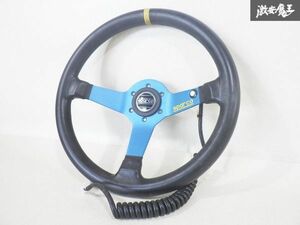 SPARCO スパルコ 加工品 汎用 レザー ステアリング ハンドル ホイール 直径 約35mm 0629390 青 スポーク ホーンボタン付 即納 棚17I