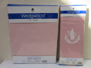 ♪未使用 ♪★WEDGWOOD★ウェッジウッド クイックシーツ シングル用100×200㎝＆ピロケース 70×50㎝ 綿100％ ピンク系 