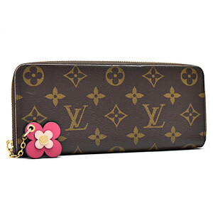 ルイヴィトン 長財布 ポルトフォイユ クレマンス フラワーチャーム M64201 モノグラム キャンバス×レザー ブラウン LOUISVUITTON