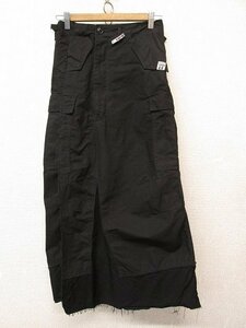 i3900：ミハラヤスヒロ Maison MIHARA YASUHIRO/MILLITARY PANTS COMBINED SKIRT コットン ロング スカート 36 黒ブラック