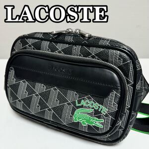 【美品】LACOSTE ラコステ ショルダーバッグ ボディバッグ ザ ブレンド ヘリテージ モノグラムプリントスモールクロスボディバッグ