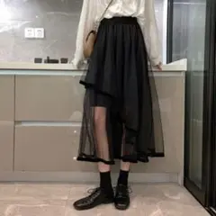 F6☆☆チュール スカート ブラック フリーサイズ 大人かわいい 新品未使用