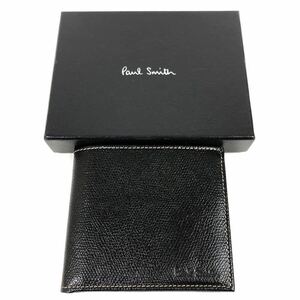 未使用品【ポールスミス】本物 Paul Smith 二つ折り財布 ロゴモチーフ 小銭入れ有り 本革 レザー メンズ レディース 伊製 箱付き 送料520円