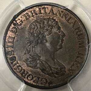 ★1815 英領セイロン 1/2スタイバー銅貨 ジョージ3世　PCGS MS 63 RB 唯一最高鑑定品