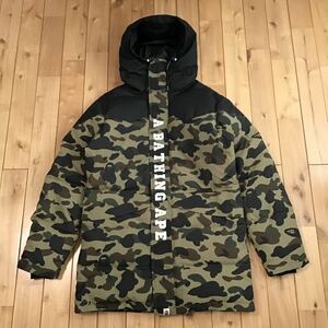 1st camo green ロング ダウンジャケット Mサイズ a bathing ape BAPE long down jacket エイプ ベイプ アベイシングエイプ 迷彩 z2