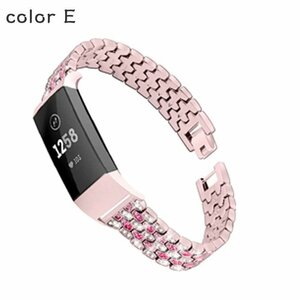 Fitbit Charge3 Charge4 ウェアラブル端末・スマートウォッチ用 対応 時計バンド オシャレな 高級ステンレスバンド 交換用ベルト☆color E