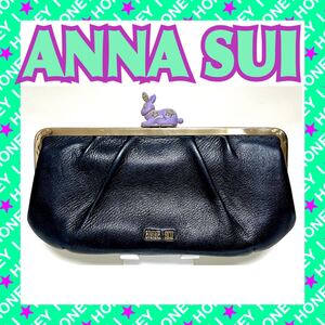 【数回使用】ANNA SUI 財布 がま口 黒 うさぎ 兎 アナスイ ラパン