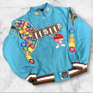 1円　レーシングジャケット　JH Design　Lサイズ　古着　m＆m　ロゴ　ワッペン　アウター　