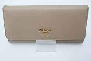 □□ PRADA プラダ 長財布 1MH132 ベージュ やや傷や汚れあり