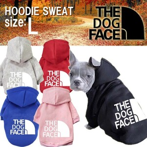 送料無料 THE DOG FACE パーカー 【L】 ザトッグフェイス 犬 冬服 パロディ ドッグウェア 長袖 スェット フーディー チワワ 柴犬