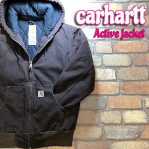 ★USA直輸入★良品＆正規品★【Carhartt カーハート】メキシコ製 キルティングライナー ダック地 アクティブジャケット【XS】焦茶 LA1-124