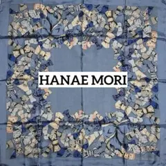 ★Hanae Mori★ スカーフ 大判 リボン シルク ブルーグレー