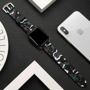 アップルウォッチ Apple watch 用 腕時計バンド 迷彩 カモフラ 49mm用 シリーズ8 7 6 5 4 迷彩ホワイト