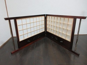 607920 【 美品 茶道具 溜塗枠 松 雲 鶴透し 風炉屏風先 箱無 】 検) 茶室道具 炉風炉兼用 間仕切り 衝立 結界 和家具 パーテーションⅵ