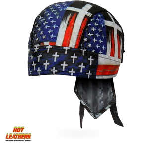 Hot Leathers ヘッドラップ 星条旗 十字 [Flag Cross Headwrap] バンダナ ヘルメットインナー サイズフリー 米国直輸入ホットレザー バイク