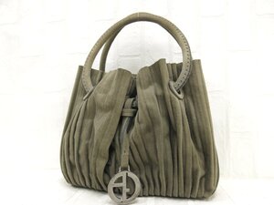 ◆超美品◆GIORGIO ARMANI ジョルジオ アルマーニ◆スエード レザー 本革◆トート ハンド バッグ◆グレージュ SV金具◆腕掛け◆A10012