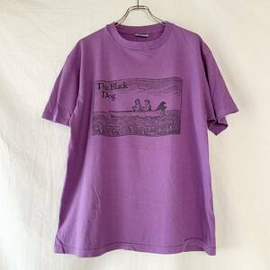 80s 90s USA製 Hanes THE BLACK DOG 半袖 両面プリント Tシャツ 紫 パープル コットン XL ヴィンテージ 犬 イヌ 動物