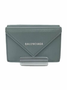 BALENCIAGA◆3つ折り財布/レザー/BLU/メンズ//