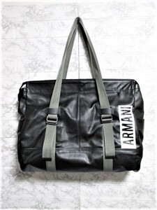 ☆ARMANI EXCHANGE アルマーニ エクスチェンジ ビッグ ロゴ プリント トートバッグ バッグ/メンズ/黒☆新作モデル