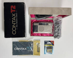 ★CONTAX コンタックス T2★通電・シャッターOK★箱・附属品全あります★新品電池2個おまけ