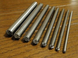 送料無料 新品 革 菊割り棒 打ち具ハトメ ジャンパー ホック 足潰し 8本セット (3mm-10mm)