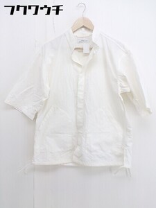 ◇ green label relaxing UNITED ARROWS 裾紐 無地 五分袖 シャツ サイズ L ホワイト メンズ