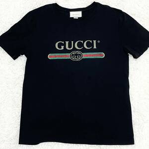 1円〜 Lサイズ グッチ【人気デザイン】 GUCCI 半袖 tシャツ カットソー トップス インターロッキング シェリーライン ロゴ メンズ 黒