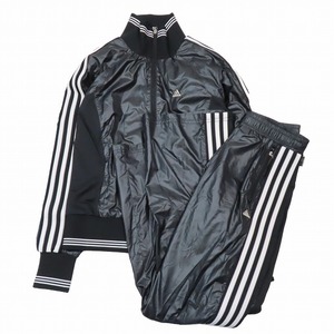 アディダス adidas セットアップ clima365 スリーストライプ ウィンドブレーカー ジャージ トラック ジャケット イージーパンツ S 黒