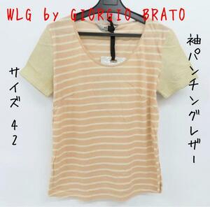 WLG by GIORGIO BRATO 袖パンチングレザー 半袖Tシャツ