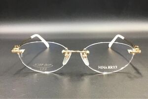 K18 PG 天然石 NINA RICCI 縁無し メガネ ツーポイント フレーム 18金ピンクゴールド