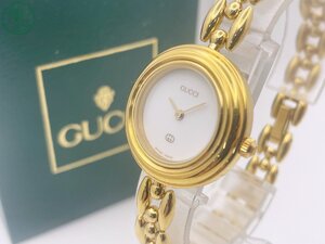 AL0607699　△1円スタート！ GUCCI グッチ 11/12 チェンジベゼル クォーツ 腕時計 アナログ 白文字盤 ラウンド レディース 中古　