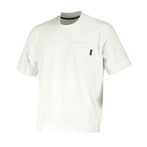 襟高 Tシャツ 丸首 ジャケット対応 半袖 (ホワイト/M) パリTクルー ユニセックス 後面 襟リブ 高い アウター 速乾 UVカット ストレッチ